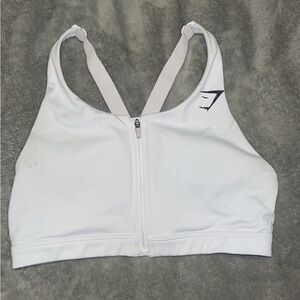 White gym shark sports bra